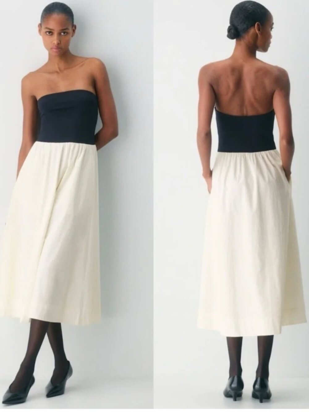 Aritzia- Babaton Fluid Dress Poplin Dress Black White